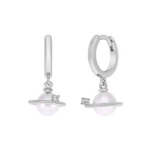 Pendiente hoop perla planeta