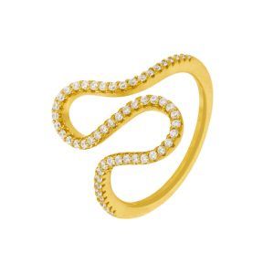 Anillo Abstract onda circonitas Dorado