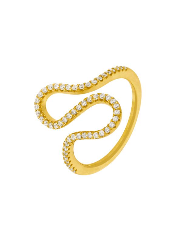 Anillo Abstract onda circonitas Dorado