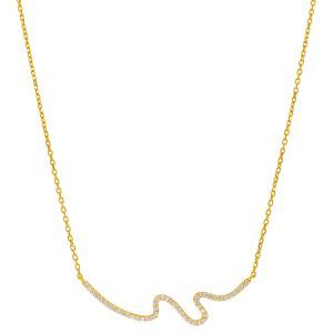 Collar Abstract ondas circonitas Dorado