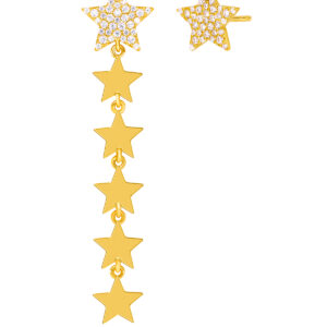 Pendientes asimétrico estrella dorado