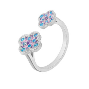 Anillo abierto flor circonitas