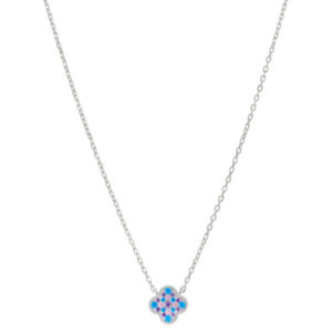 Collar flor circonitas aguamarina