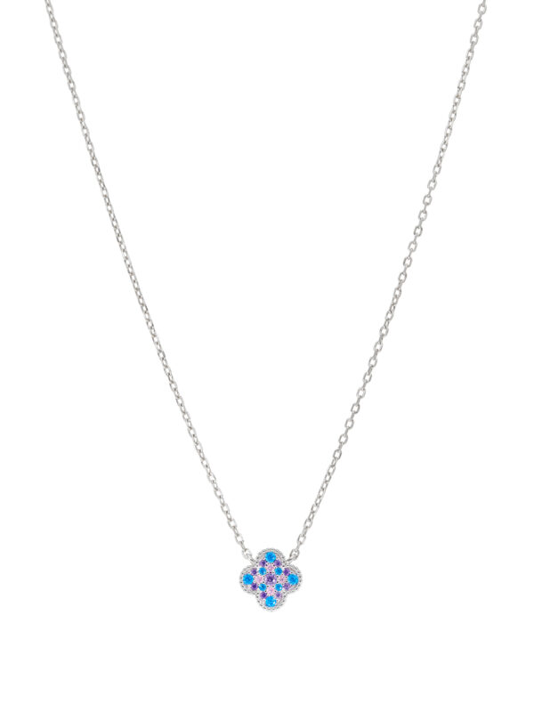Collar flor circonitas aguamarina