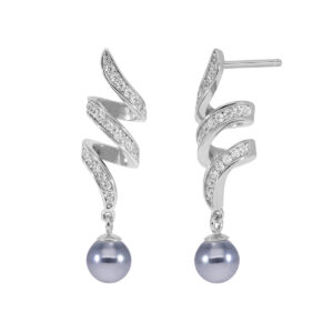 Pendientes tirabuzón perla