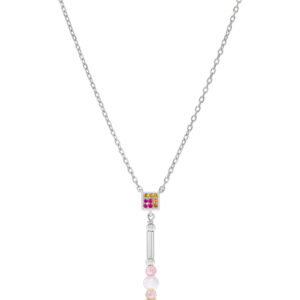 Collar circonitas con cristales y perla