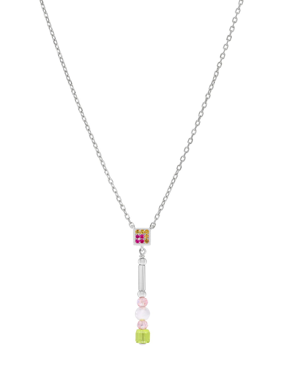Collar circonitas con cristales y perla