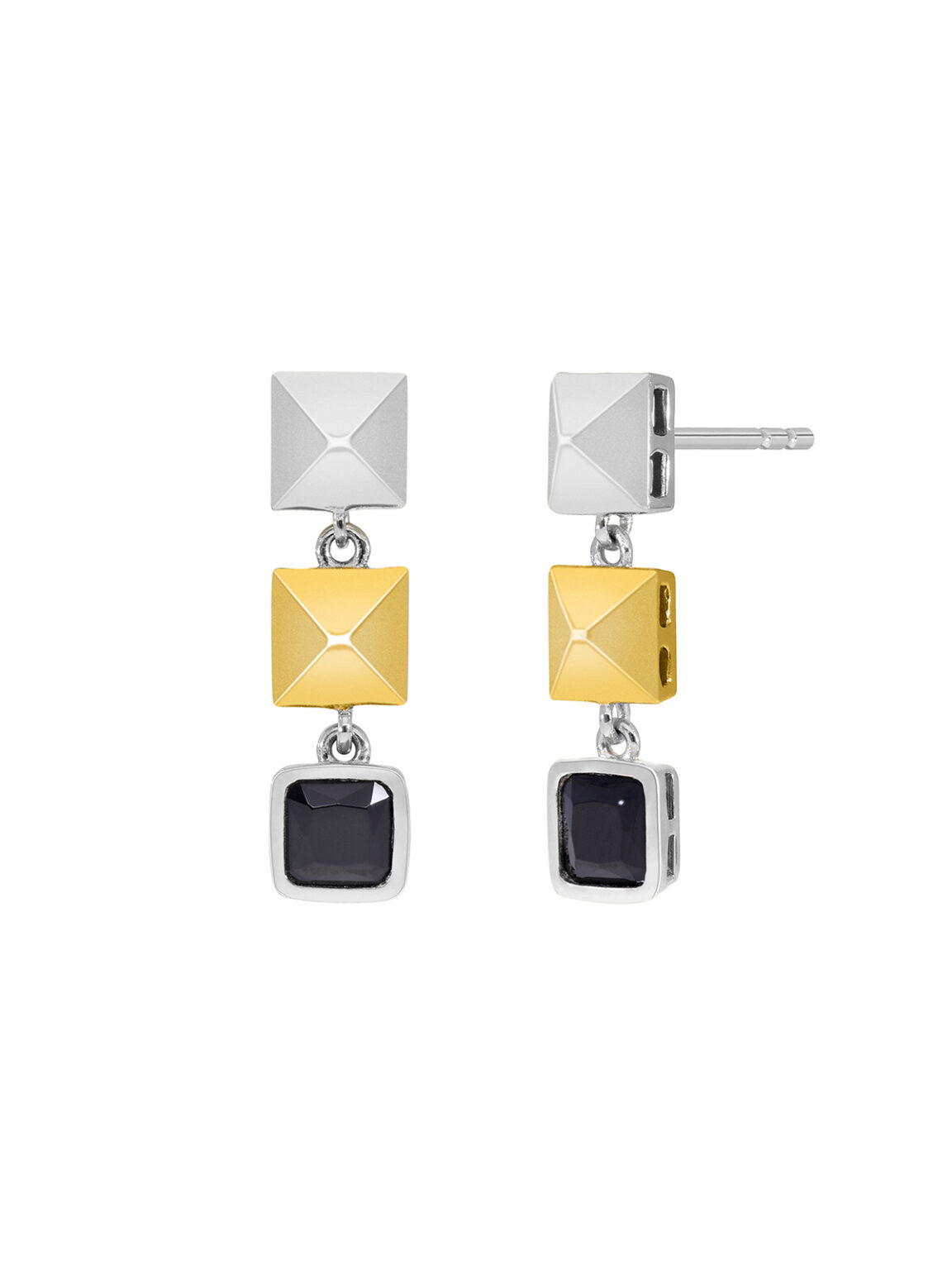 Pendientes pirámide bicolor gold