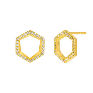 Pendientes hexagonal en oro