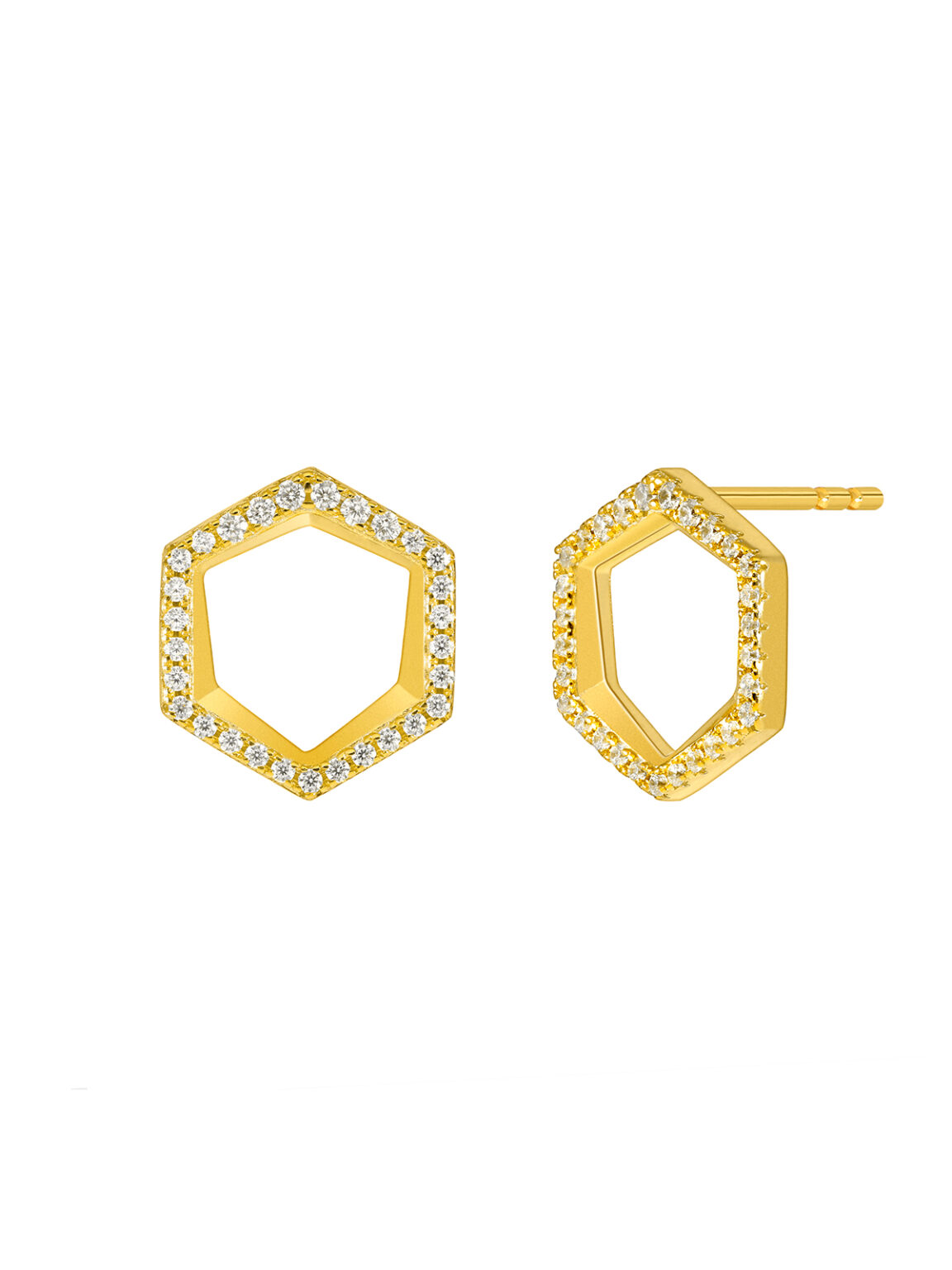 Pendientes hexagonal en oro