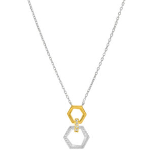 Collar hexagonal bicolor gold
