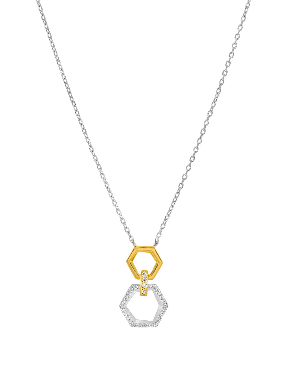 Collar hexagonal bicolor gold